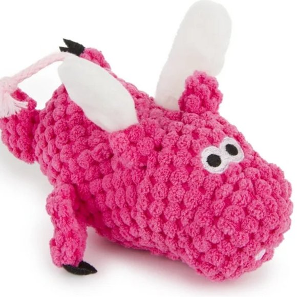 Godog~ Flying Pig Checkers With Chew Guard Technology Dog Toy, Pink - Picture 1 of 5